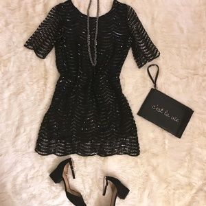 Amazon Sequin Mini Black Shift Dress